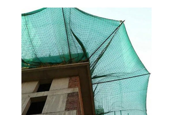 Construction safety nets around a building site