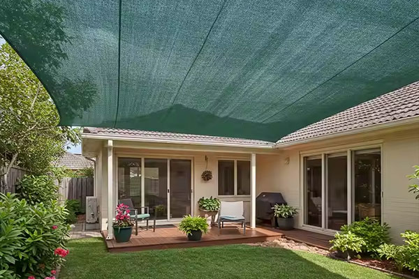 Green shade net over a plant nursery
