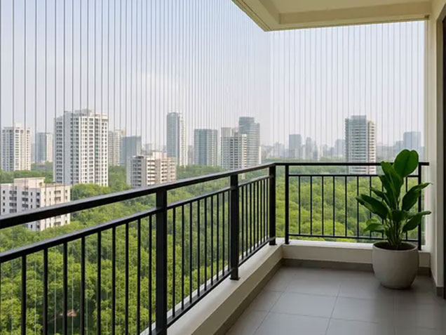 Alfiza Safety Nets technician installing a balcony safety net in Mumbai